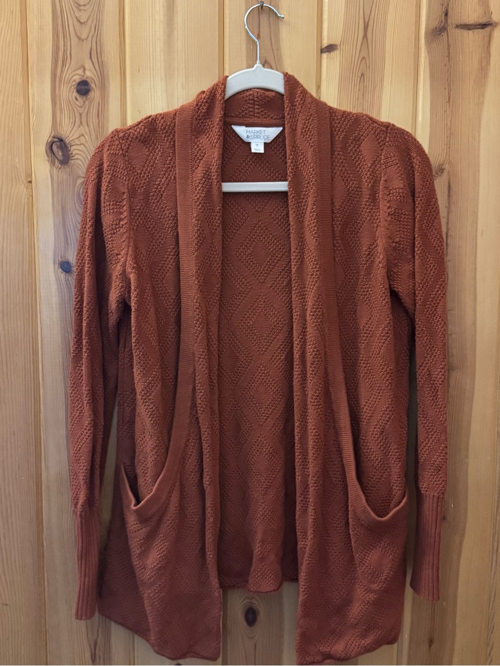 Madewell Open-Front Rust Knit Cardigan